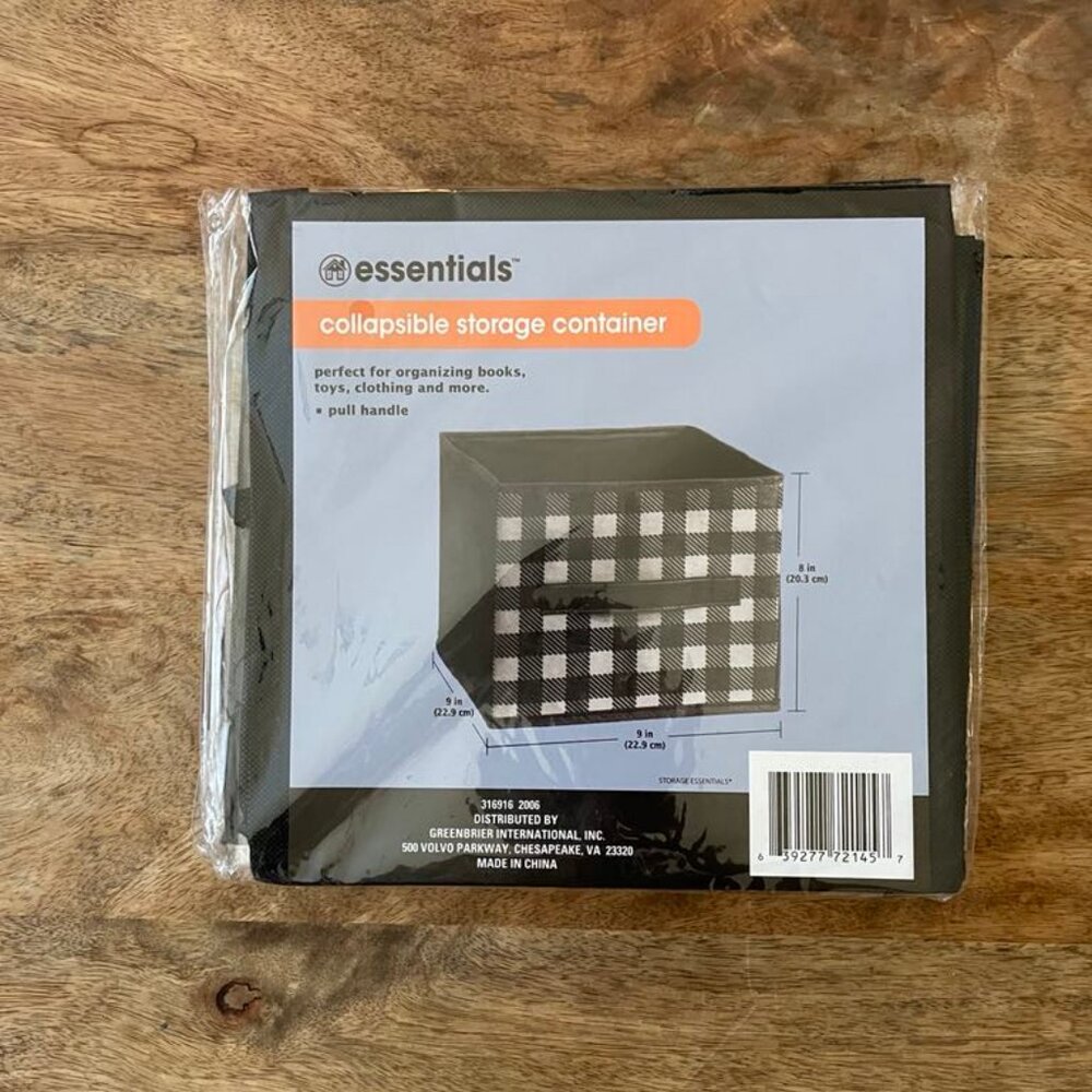 5/$20 NEW Black & White Check Collapsible Storage Container